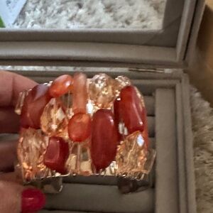Elegant Coral and Crystal Bracelet vintage valentines